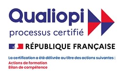 Logo  de la certification qualité Qualiopi délivrée par l'état pour les bilans de compétences et les actions de formation